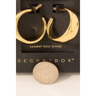 Secret Box Gold Dipped Wide Beveled Hoop Earrings-Earrings-Fame Accessories-Stuffology - Where Vintage Meets Modern, A Boutique for Real Women in Crosbyton, TX