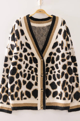 12W3845N-Leopard Print V-Neck Cardigan-VERY J-Stuffology - Where Vintage Meets Modern, A Boutique for Real Women in Crosbyton, TX