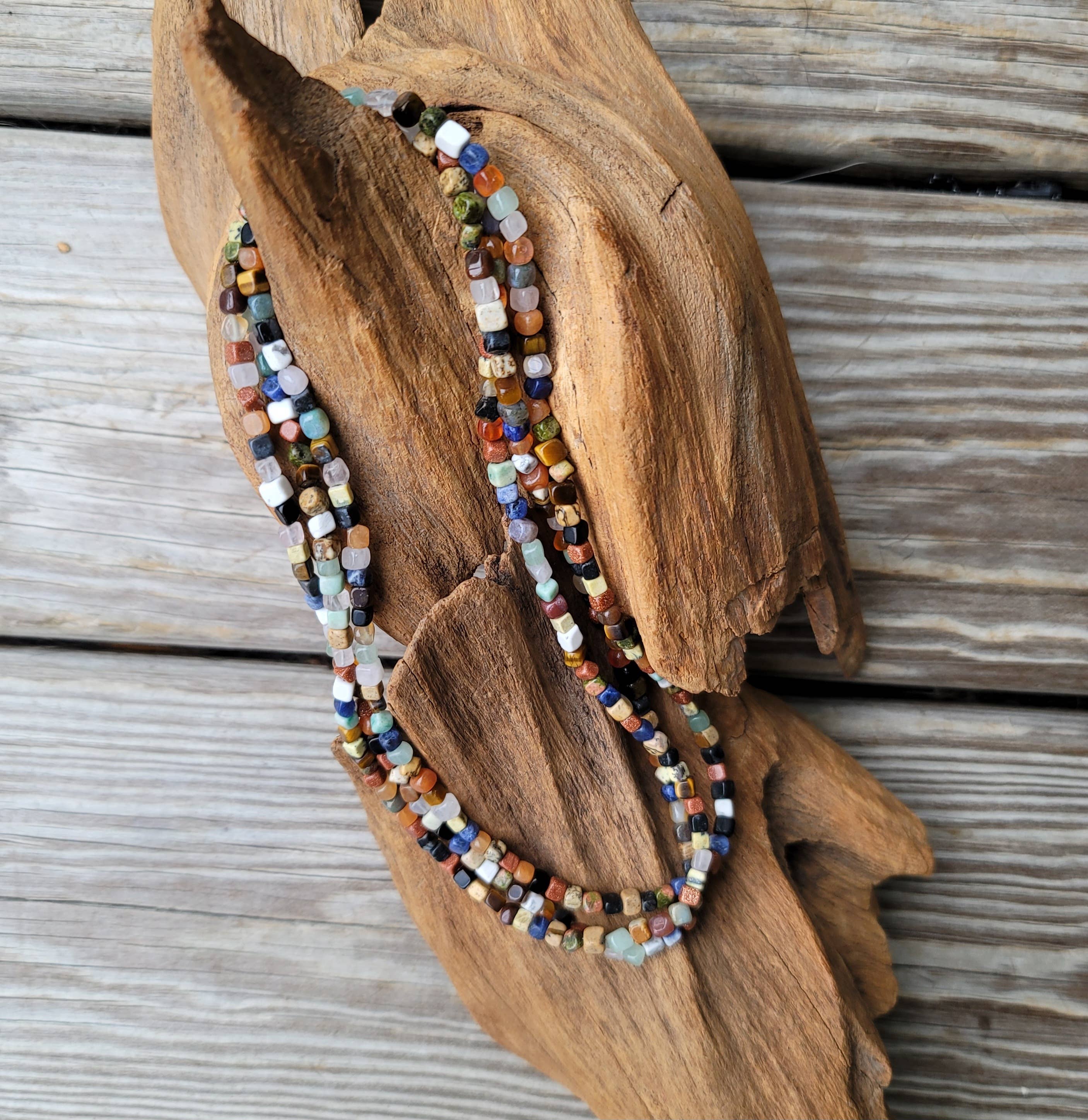 Natural gemstones 3 strand choker Native Southwest handmade-Horse Spirit Studio-Stuffology - Where Vintage Meets Modern, A Boutique for Real Women in Crosbyton, TX