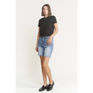High Waist Bermuda Mica Denim Shorts-Shorts-Mica Denim-Stuffology - Where Vintage Meets Modern, A Boutique for Real Women in Crosbyton, TX