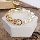 Chunky Chain and pearls beads bracelet Gold tone-PennyLine inc-Stuffology - Where Vintage Meets Modern, A Boutique for Real Women in Crosbyton, TX