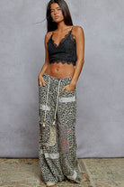 POL Clothing - Strip patches back pocket accented drawstring woven pants-Pol Clothing-Stuffology - Where Vintage Meets Modern, A Boutique for Real Women in Crosbyton, TX