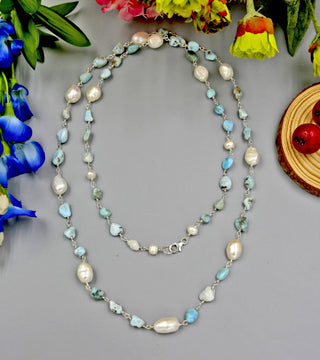 Gemstone and Cultured Pearl Rosary Style Necklace-IST Jewelry-Stuffology - Where Vintage Meets Modern, A Boutique for Real Women in Crosbyton, TX
