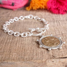 Cross Coin Chain Bracelet Toggle Closure Silver or Gold Tone-Bracelets-PennyLine inc-Stuffology - Where Vintage Meets Modern, A Boutique for Real Women in Crosbyton, TX