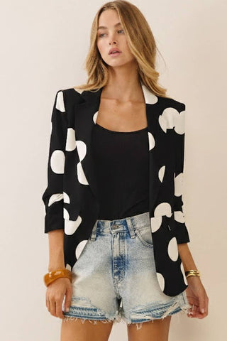 Polka Dot Cropped Blazer-Blazer-Oddi-Stuffology - Where Vintage Meets Modern, A Boutique for Real Women in Crosbyton, TX