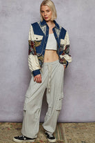 POL Clothing - Denim Patchwork Jacket-Denim Jacket-Pol Clothing-Stuffology - Where Vintage Meets Modern, A Boutique for Real Women in Crosbyton, TX