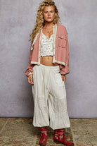 Vintage Wash Double Gauze Hoodie Jacket-Hoodie-Pol Clothing-Stuffology - Where Vintage Meets Modern, A Boutique for Real Women in Crosbyton, TX