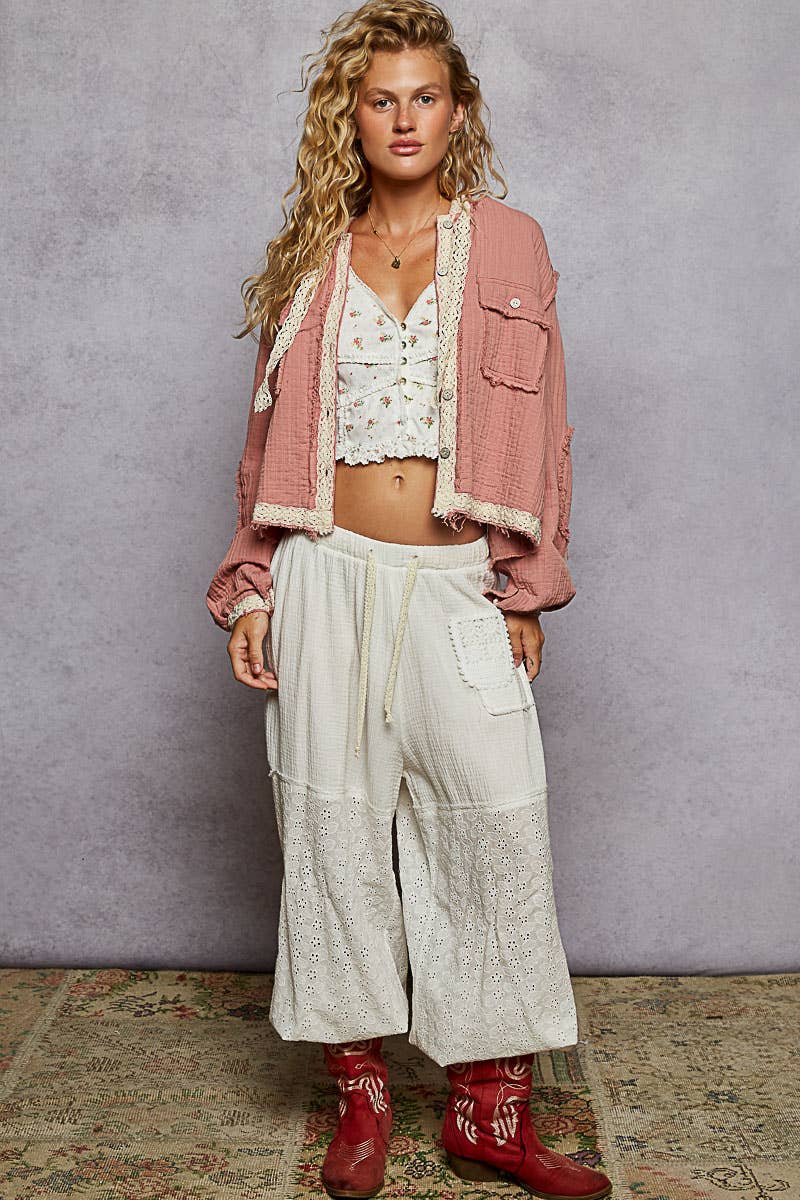 Vintage Wash Double Gauze Hoodie Jacket-Hoodie-Pol Clothing-Stuffology - Where Vintage Meets Modern, A Boutique for Real Women in Crosbyton, TX