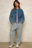 Distressed Hem Corduroy Jacket /Stuffology Boutique-Jackets-Pol Clothing-Stuffology - Where Vintage Meets Modern, A Boutique for Real Women in Crosbyton, TX