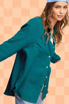 Crinkled Gauze Button Down Shirt-La Miel-Stuffology - Where Vintage Meets Modern, A Boutique for Real Women in Crosbyton, TX