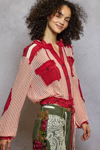POL Clothing Open Knit Frayed Jacket-Jackets-Pol Clothing-Stuffology - Where Vintage Meets Modern, A Boutique for Real Women in Crosbyton, TX