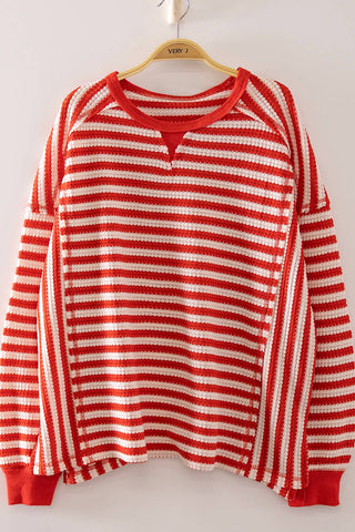 NT12742-Stripe Waffle Top-VERY J-Stuffology - Where Vintage Meets Modern, A Boutique for Real Women in Crosbyton, TX