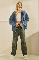 VINTAGE WASH DENIM ZIP-UP HOODIE JACKET-Denim Jacket-Sage + Fig-Stuffology - Where Vintage Meets Modern, A Boutique for Real Women in Crosbyton, TX