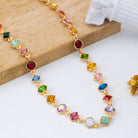 Multicolored Mixed-Shape Crystal Station Necklace | 80N93256-Necklaces-JOSSLYN by wall to wall-Stuffology - Where Vintage Meets Modern, A Boutique for Real Women in Crosbyton, TX