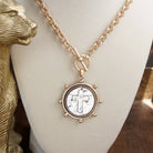 Cross Coin Chain Necklace with Front Toggle Closure – Silver or Gold Tone-Necklaces-PennyLine inc-Stuffology - Where Vintage Meets Modern, A Boutique for Real Women in Crosbyton, TX