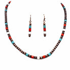 Navajo Bead Turquoise Orange Stone Necklace Set-Lunar Deer-Stuffology - Where Vintage Meets Modern, A Boutique for Real Women in Crosbyton, TX