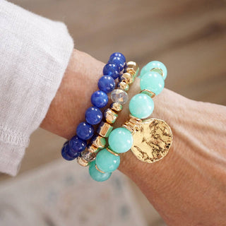 Gilded Sorbet Stack – Set of 3 Stretchy Beaded Summer Bracelets-Bracelets-PennyLine inc-Stuffology - Where Vintage Meets Modern, A Boutique for Real Women in Crosbyton, TX
