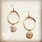 Matte Gold Hoop Earrings with Coin Dangle 203v-The Jewelry Junkie-Stuffology - Where Vintage Meets Modern, A Boutique for Real Women in Crosbyton, TX