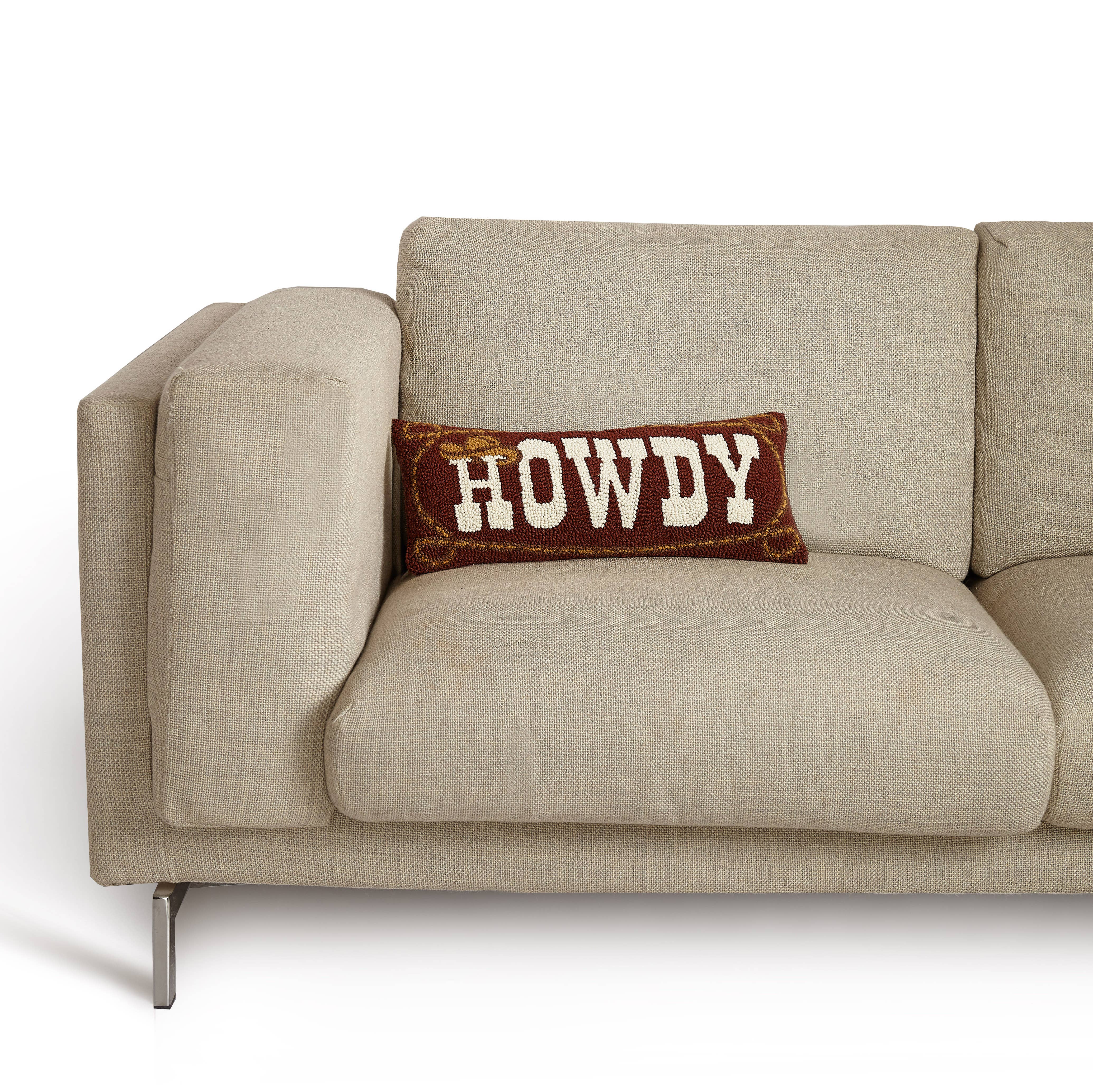 HOWDY HOOK PILLOW-throw pillow-Stuffology Boutique-Stuffology - Where Vintage Meets Modern, A Boutique for Real Women in Crosbyton, TX