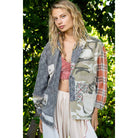 Oversized balloon sleeve camo pattern twill jacket-Jackets-Pol Clothing-Stuffology - Where Vintage Meets Modern, A Boutique for Real Women in Crosbyton, TX