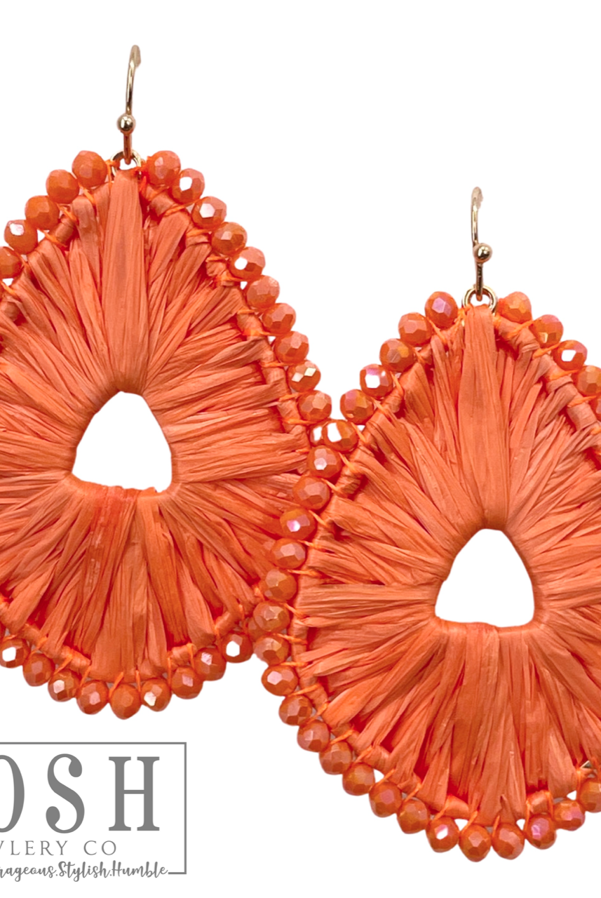 Raffia and bead wrapped teardrop earring | Stuffology Boutique-Earrings-Pink Panache Brands-Stuffology - Where Vintage Meets Modern, A Boutique for Real Women in Crosbyton, TX