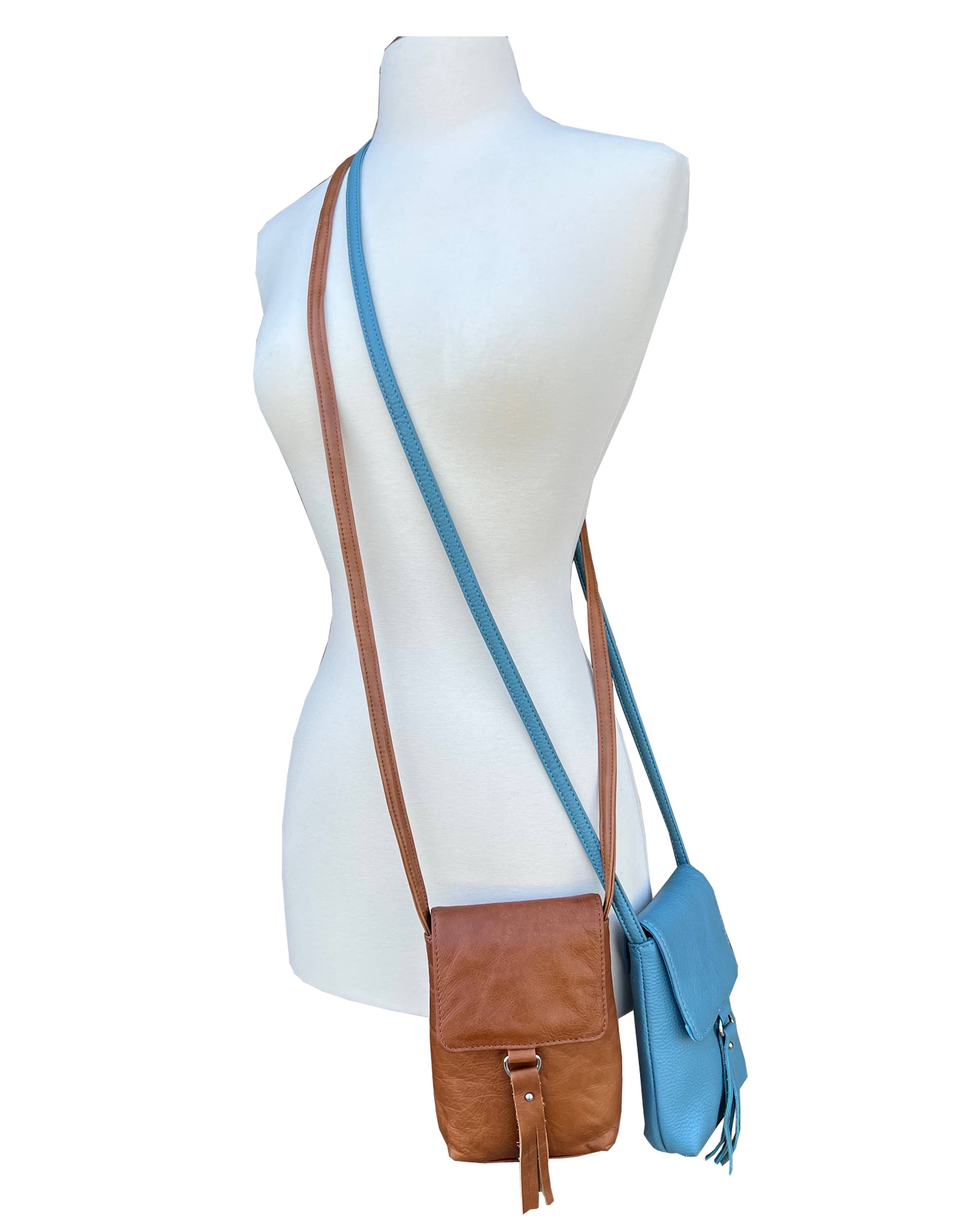 Cowhide Leather Small Crossbody Phone Bag /Stuffology Boutique-Phone Pouch-Roma Leathers, Inc.-Stuffology - Where Vintage Meets Modern, A Boutique for Real Women in Crosbyton, TX