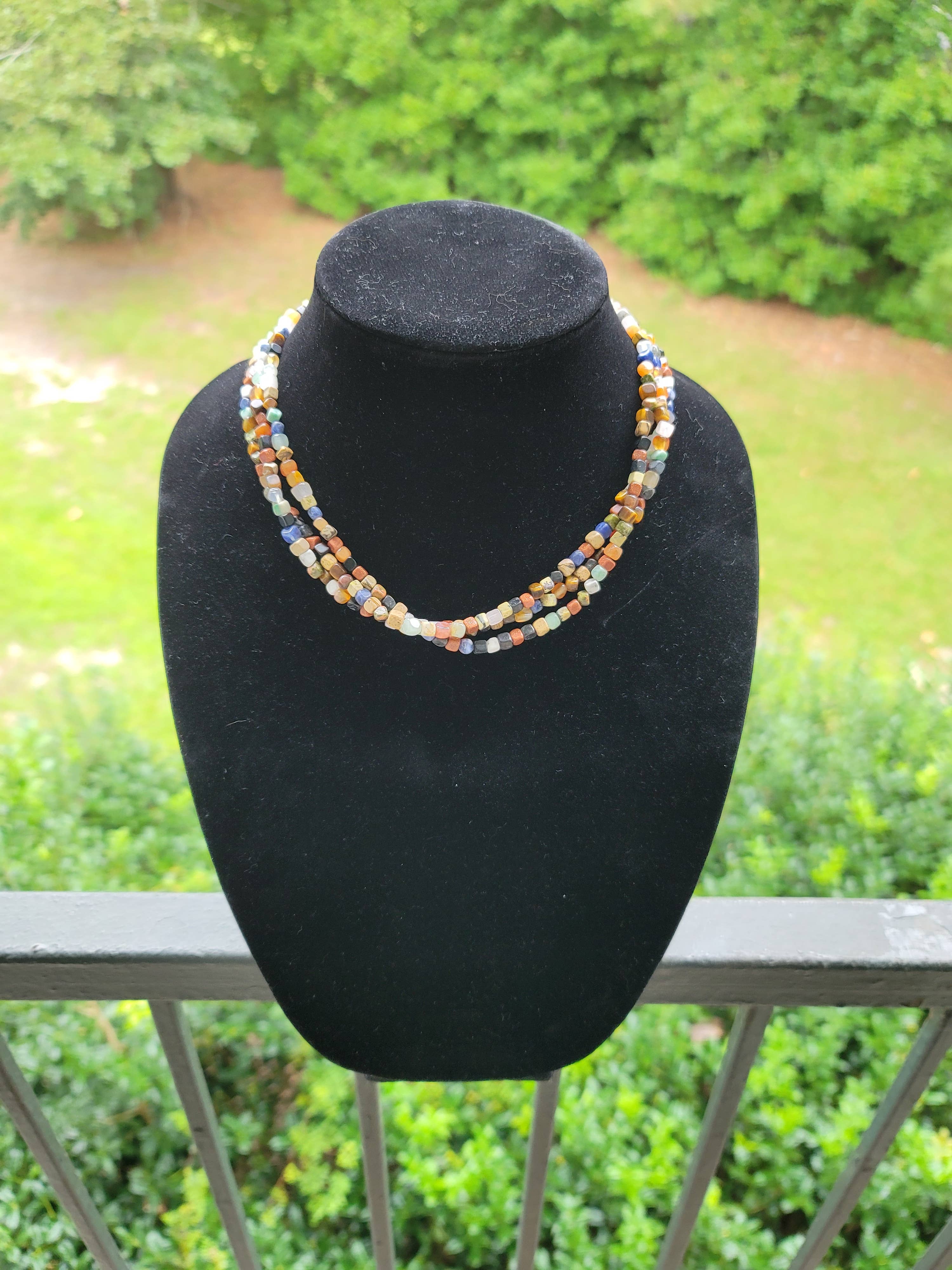 Natural gemstones 3 strand choker Native Southwest handmade-Horse Spirit Studio-Stuffology - Where Vintage Meets Modern, A Boutique for Real Women in Crosbyton, TX