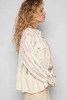 Oversize button down lace pattern casual shacket top-Pol Clothing-Stuffology - Where Vintage Meets Modern, A Boutique for Real Women in Crosbyton, TX