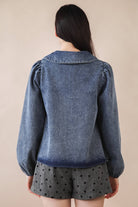 Mineral Washed Chambray Denim Blouse Top-Top-VERY J-Stuffology - Where Vintage Meets Modern, A Boutique for Real Women in Crosbyton, TX