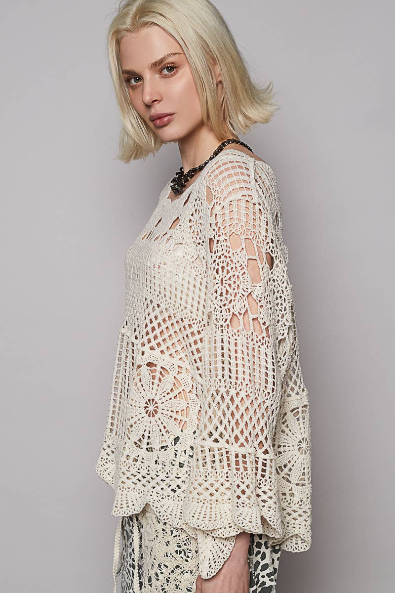 POL Clothing Crochet Cardigan Top-Top-Pol Clothing-Stuffology - Where Vintage Meets Modern, A Boutique for Real Women in Crosbyton, TX