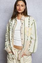 Long Sleeve Embroidered Woven Stripe Contrast Shirt Top-Top-Pol Clothing-Stuffology - Where Vintage Meets Modern, A Boutique for Real Women in Crosbyton, TX