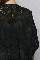 Batwing Sleeve Button Down Solid Crochet Cardigan Top-Pol Clothing-Stuffology - Where Vintage Meets Modern, A Boutique for Real Women in Crosbyton, TX