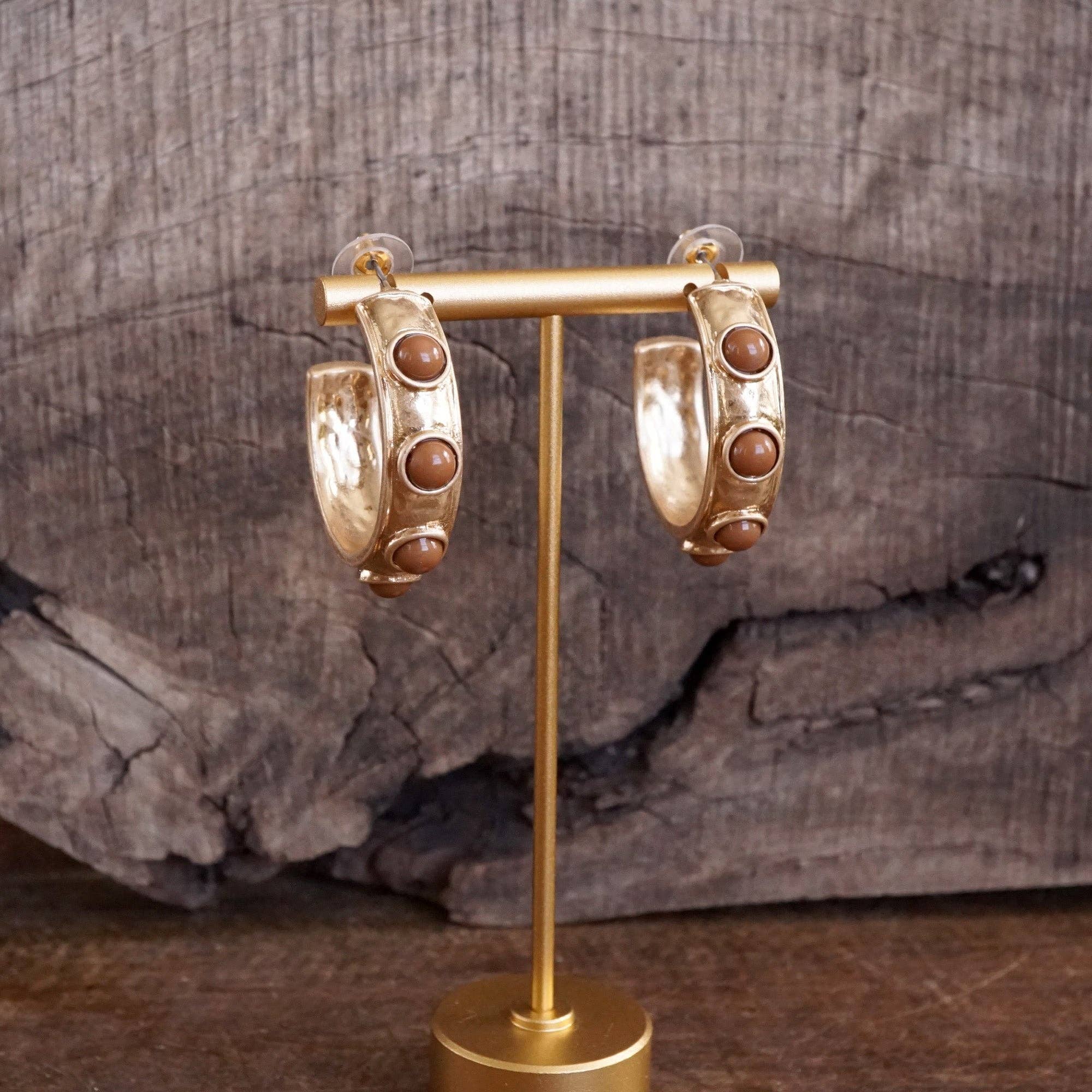 Jeweled Bubble Hoop Earrings – Colorful Acrylic Cabochons-PennyLine inc-Stuffology - Where Vintage Meets Modern, A Boutique for Real Women in Crosbyton, TX