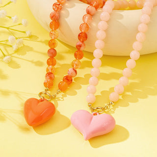 Sweetheart Beaded Heart Necklace-Necklaces-Stuffology Boutique -Stuffology - Where Vintage Meets Modern, A Boutique for Real Women in Crosbyton, TX