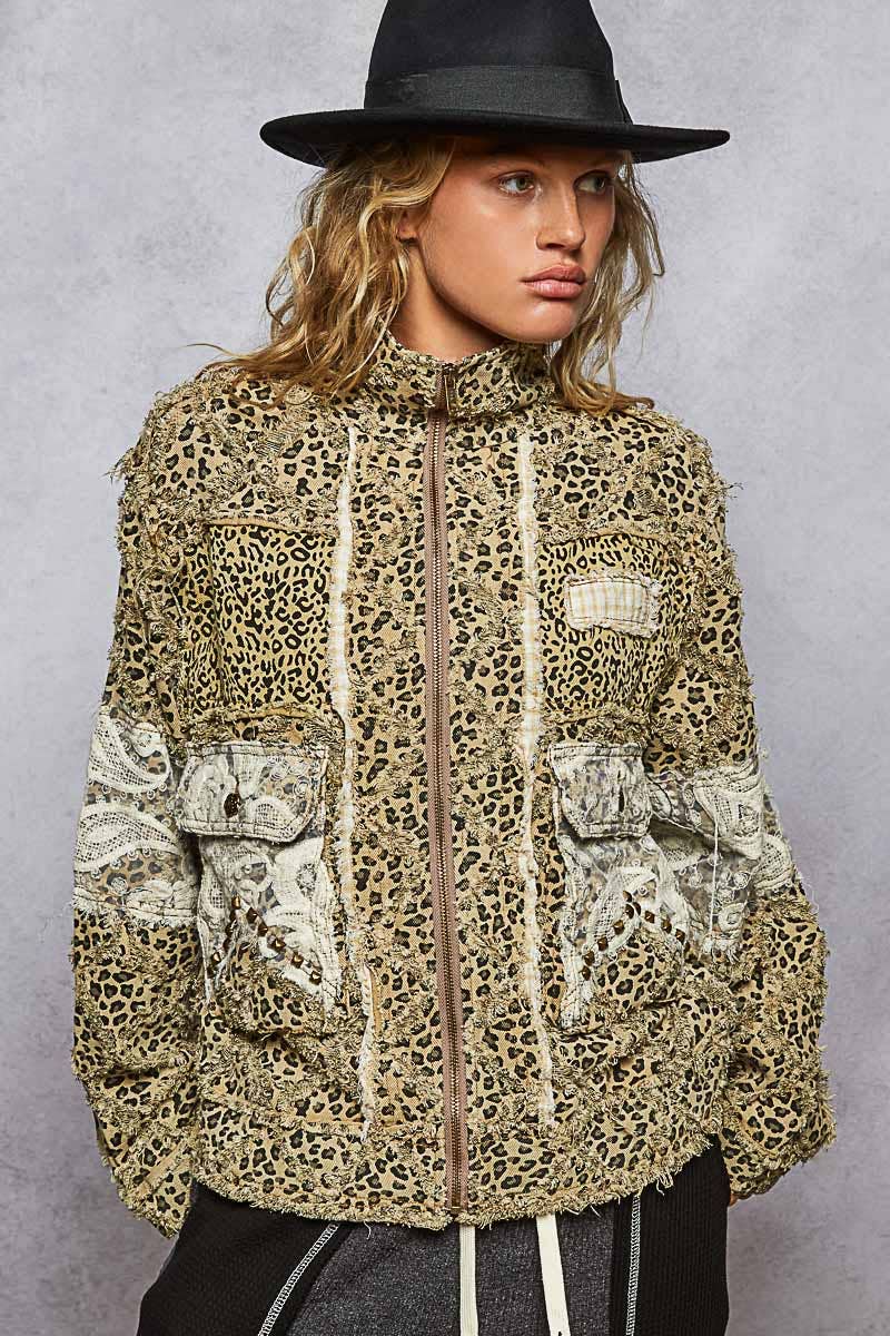 Long sleeve textured woven lace patchwork jacket-Pol Clothing-Stuffology - Where Vintage Meets Modern, A Boutique for Real Women in Crosbyton, TX