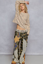 Round neck open knitted crochet solid sweater-Sweaters-Pol Clothing-Stuffology - Where Vintage Meets Modern, A Boutique for Real Women in Crosbyton, TX