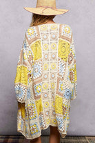 Long Sleeve Granny Square Crochet Open Cardigan-Pol Clothing-Stuffology - Where Vintage Meets Modern, A Boutique for Real Women in Crosbyton, TX