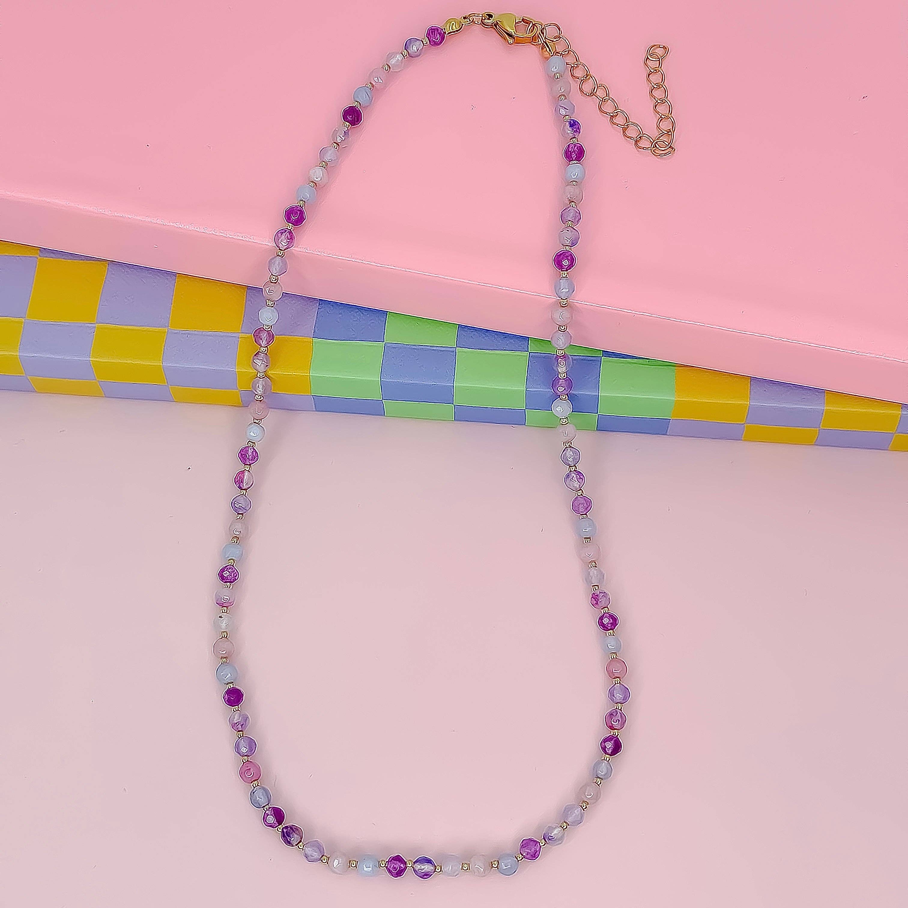 Candy Bead Dainty Gemstone Necklace-Necklaces-Treasure Jewels Inc.-Stuffology - Where Vintage Meets Modern, A Boutique for Real Women in Crosbyton, TX