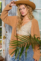 POL Clothing - Long sleeve front pocket chenille sweater open cardigan-Sweater Cardigan-Pol Clothing-Stuffology - Where Vintage Meets Modern, A Boutique for Real Women in Crosbyton, TX