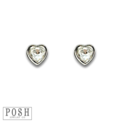 Rhinestone heart stud earring-Earrings-Pink Panache Brands-Stuffology - Where Vintage Meets Modern, A Boutique for Real Women in Crosbyton, TX