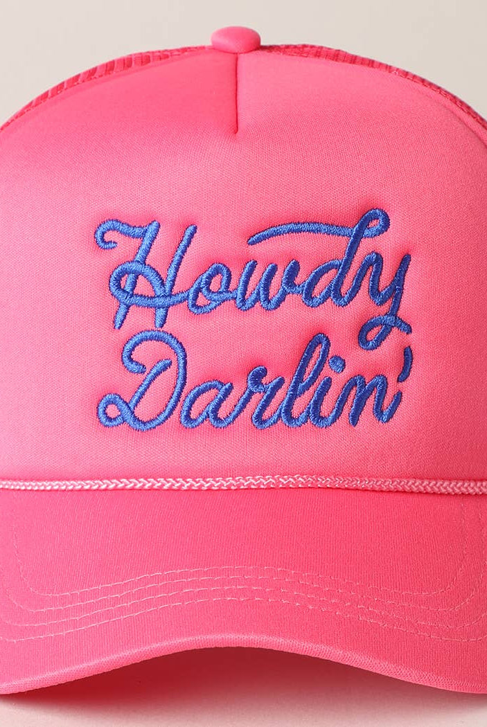 Howdy Darlin' Embroidered Mesh Back Trucker Cap | Stuffology Boutique-Hats-Fashion City-Stuffology - Where Vintage Meets Modern, A Boutique for Real Women in Crosbyton, TX