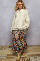 Collar neck double gauze crochet patch solid sweater top - POL Clothing-Sweaters-Pol Clothing-Stuffology - Where Vintage Meets Modern, A Boutique for Real Women in Crosbyton, TX