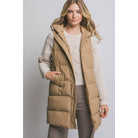 Hooded Long Quilted Puffer Vest w Zip Snap Closure-HiteJeans-Stuffology - Where Vintage Meets Modern, A Boutique for Real Women in Crosbyton, TX
