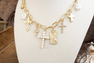 Radiant Faith – Mixed Charm Cascade Necklace in Gold Tone-Necklaces-PennyLine inc-Stuffology - Where Vintage Meets Modern, A Boutique for Real Women in Crosbyton, TX