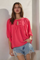 Solid Airflow Batwing 3/4 Sleeve Top-Tops-Oddi-Stuffology - Where Vintage Meets Modern, A Boutique for Real Women in Crosbyton, TX