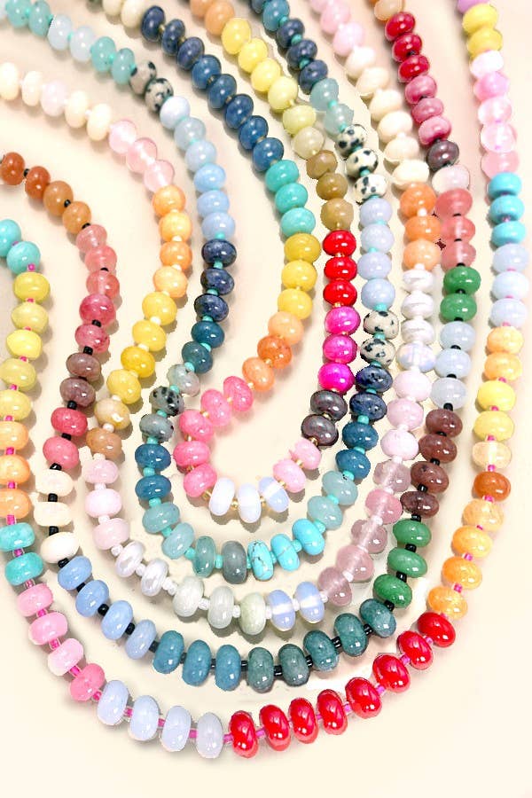NATURAL AGATE GLASS SEMI PRECIOUS BEAD NECKLACE | 80N896-JOSSLYN by wall to wall-Stuffology - Where Vintage Meets Modern, A Boutique for Real Women in Crosbyton, TX