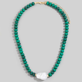 Turquoise Rondelle & Baroque Pearl Beaded Necklace-Anarchy Street-Stuffology - Where Vintage Meets Modern, A Boutique for Real Women in Crosbyton, TX
