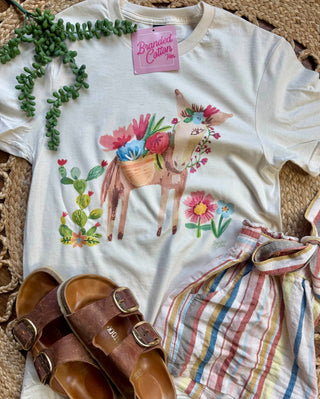 Floral Donkey-Graphic Tees-Branded Cotton-Stuffology - Where Vintage Meets Modern, A Boutique for Real Women in Crosbyton, TX