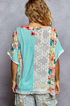 POL Clothing Round Neck Short Sleeve Floral Knit Rib Top-Loose Fit Top-Pol Clothing-Stuffology - Where Vintage Meets Modern, A Boutique for Real Women in Crosbyton, TX