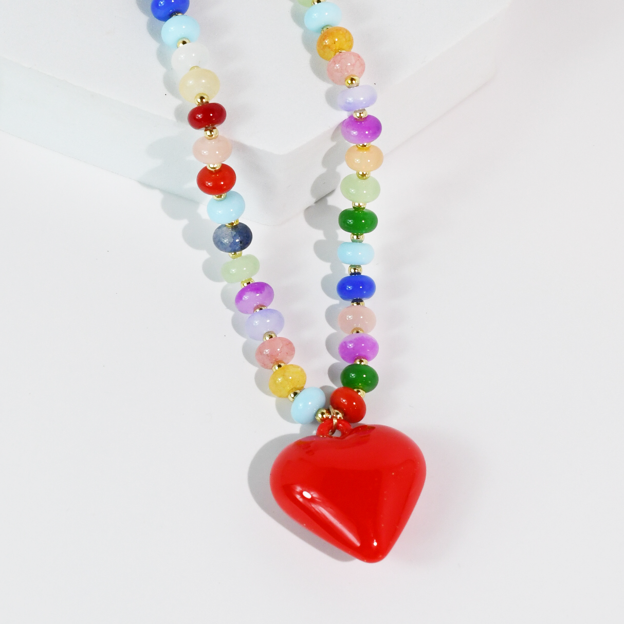 Happy colorful heart Necklace-necklace-Treasure Jewels Inc.-Stuffology - Where Vintage Meets Modern, A Boutique for Real Women in Crosbyton, TX